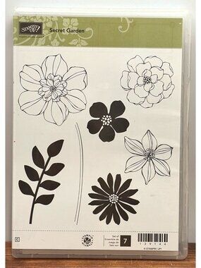 STAMPIN' UP! 129144 SECRET GARDEN CLEAR MOUNT RUBBER STAMP SET PETALS FLOWER